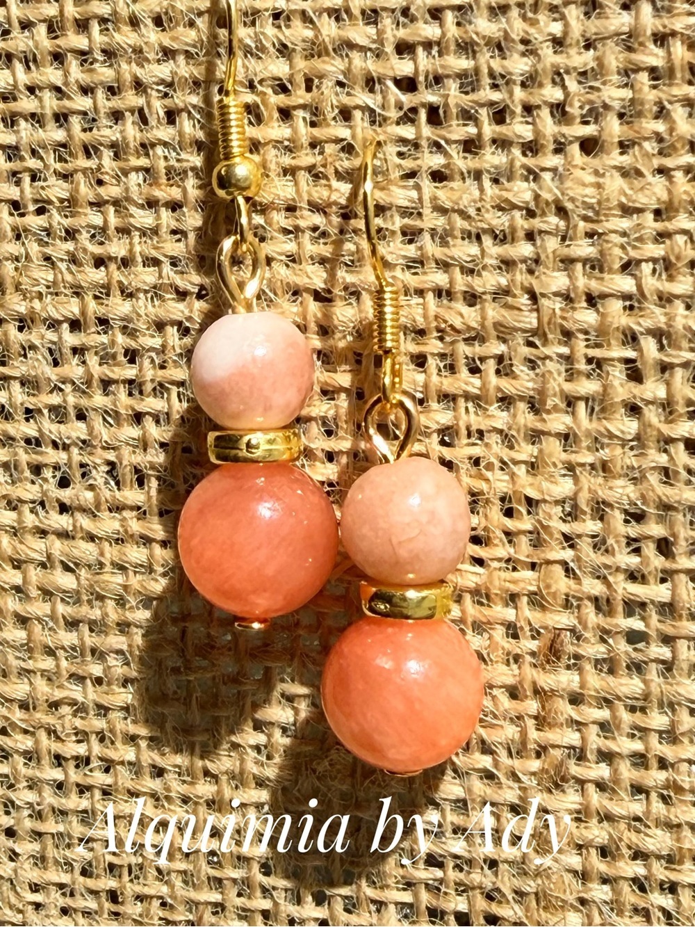 SUMMER + BEADED Gold and Orange jade Earrings